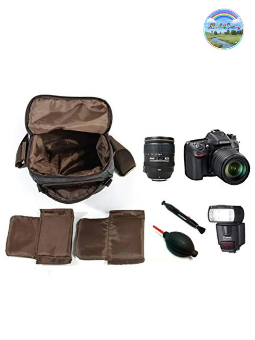 Vintage Canvas Leather Trim DSLR Camera Shoulder Messenger Sling Bag